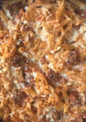 Una foto de Macarrones vegetarianos, con boloñesa de soja texturizada