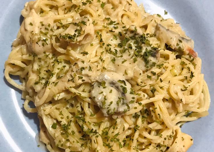 Resep Creamy spaghetti mushroom Anti Gagal