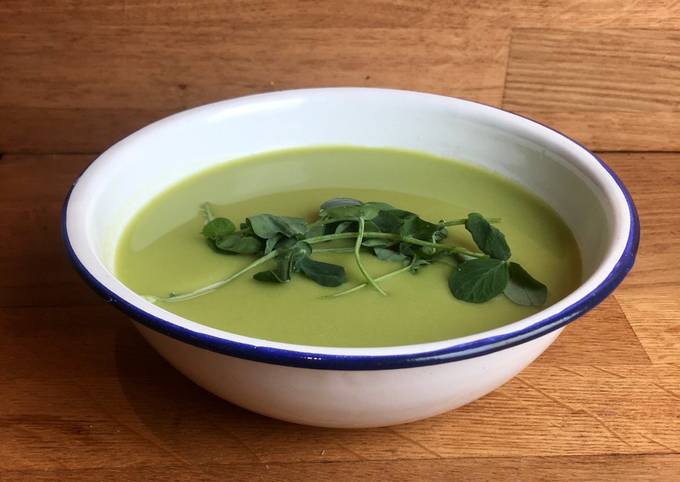 Steps to Make Favorite Pea and Pea Shoot soup 🌱