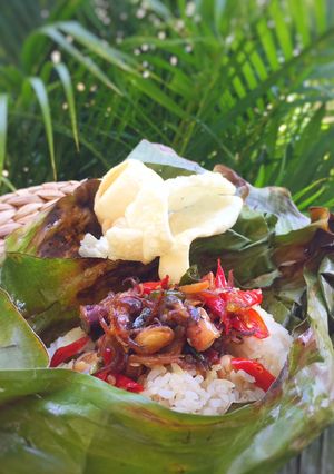 Foto resep Nasi bakar oseng cumi asin