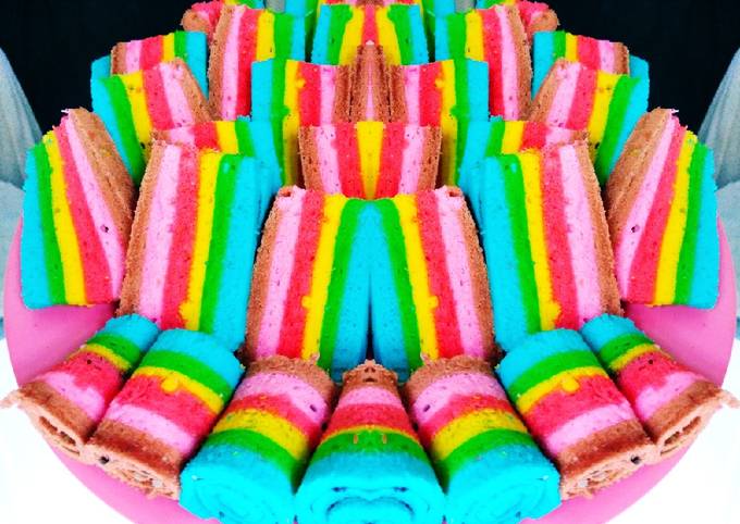 Standar Resep mudah buat Rainbow cake kukus (cocok untuk kue arisan pengajian dll simpel) yang menggugah selera