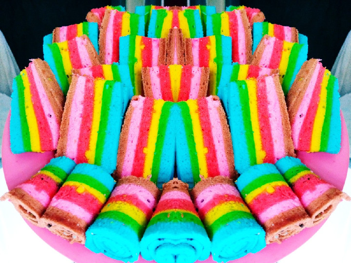 Standar Resep mudah buat Rainbow cake kukus (cocok untuk kue arisan pengajian dll simpel) yang menggugah selera