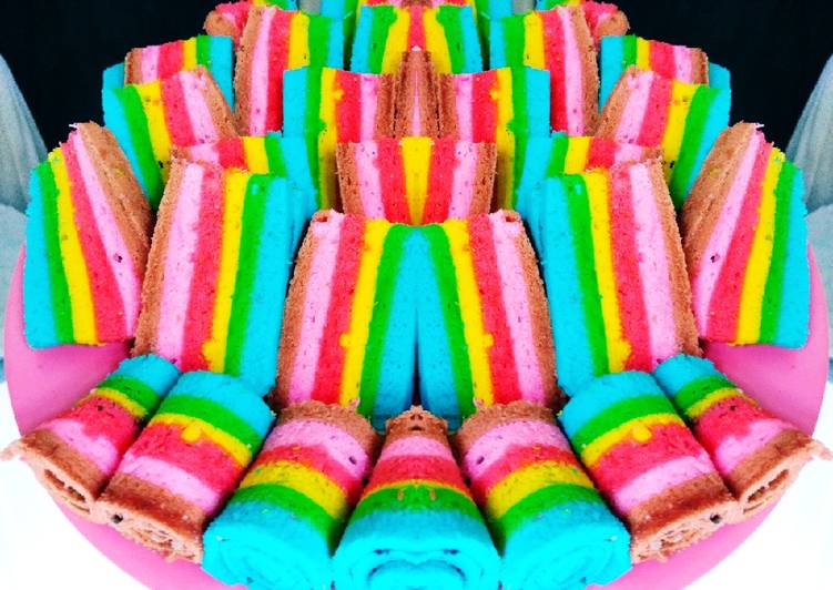 Rainbow cake kukus (cocok untuk kue arisan pengajian dll simpel)