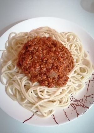 Una foto de Spaghetti con carne molida