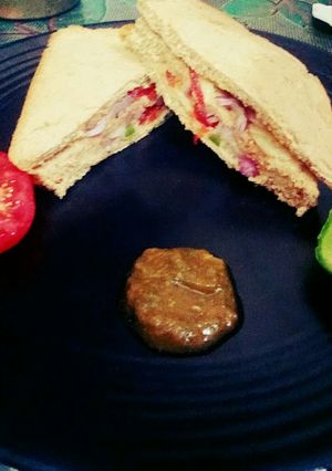 A picture of Multi grain bread sandwich.
