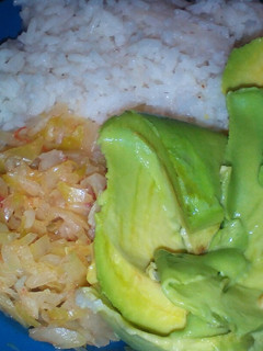 A picture of Plain rice and cabbage.