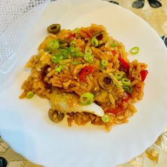 A picture of Baked Cod with Salsa and Rice.