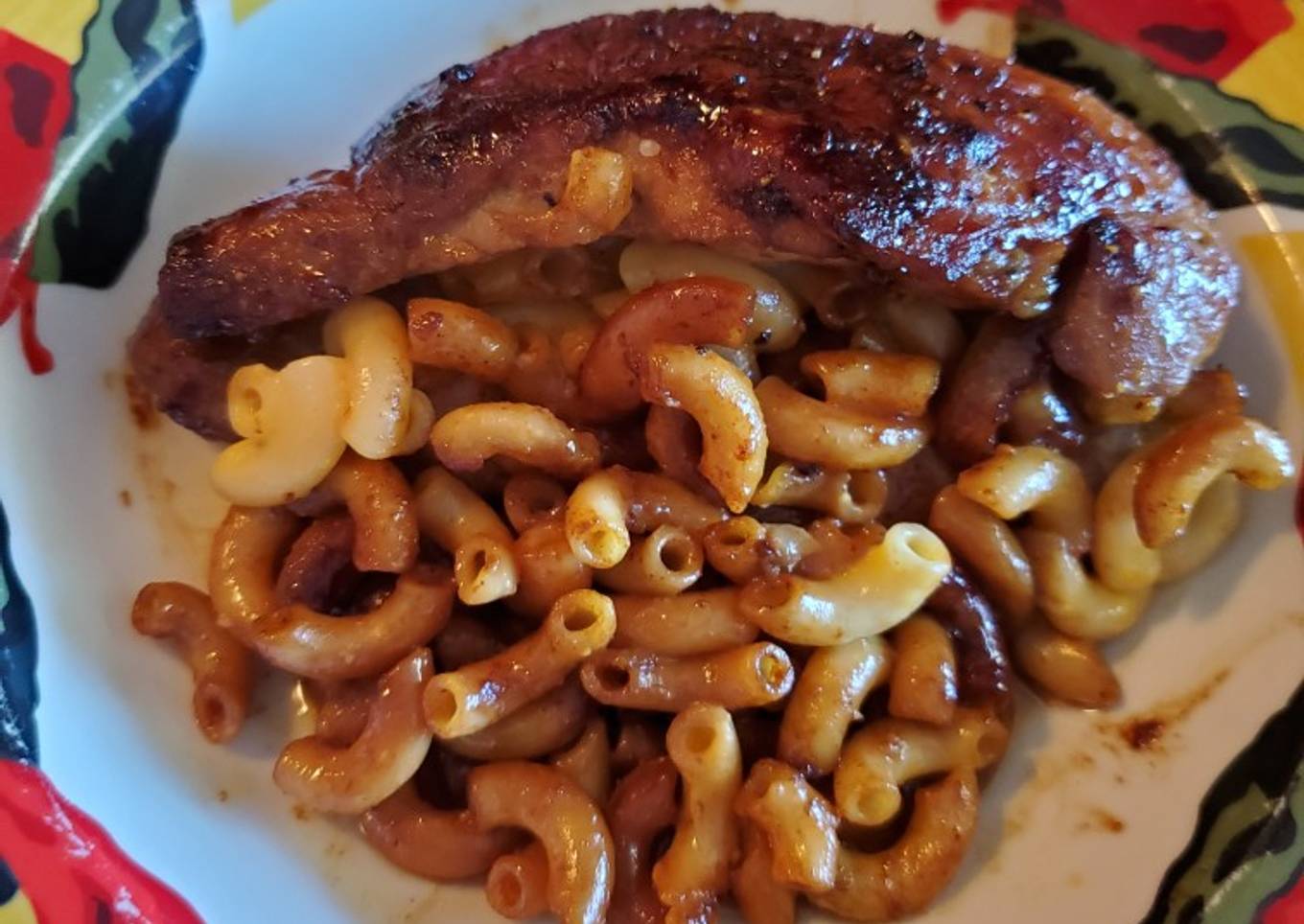 Mac and cheese stuffed brown sugar/cayenne pork chop