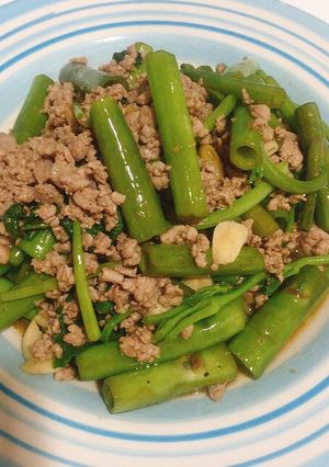 รูปของ ผัดผักบุ้งหมูสับ คีโต