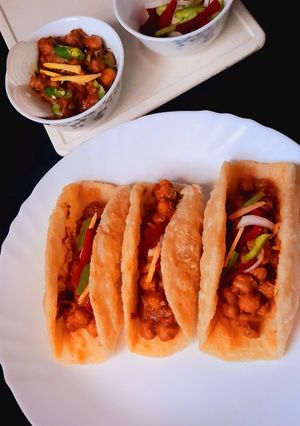 A picture of Chole Bhature Tacos.