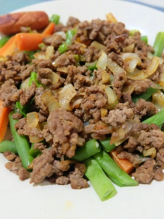 Cara Sederhana Membikin Resep  Tumis Daging Cincang dan Buncis ((Gampanglah pokoknya)) yang Menggugah Selera, Enak