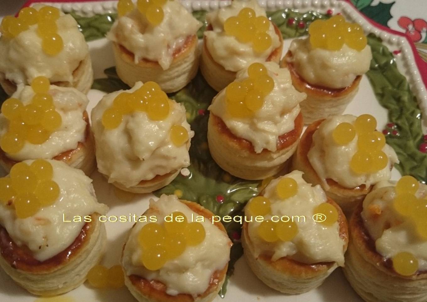 Volovanes de Pollo, Langostinos y Esferas de Fruta de la Pasión (Thermomix)