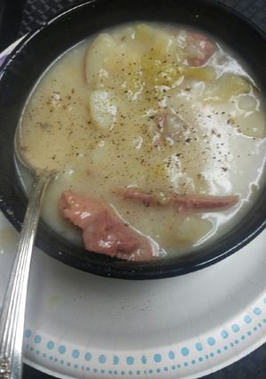 A picture of Saint Patrick's Day Cabbage, Potatoes and Cornedbeef Soup.