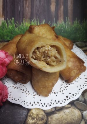Foto resep Lumpia isi jamur pedas