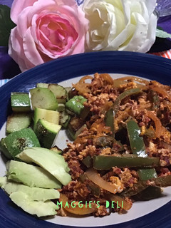 Una foto de Huevos con chorizo y pimientos