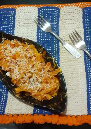 A picture of Cheesey pasta fusilli.