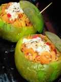 Zapallitos rellenos con fideos cortos en salsa 💚❣️