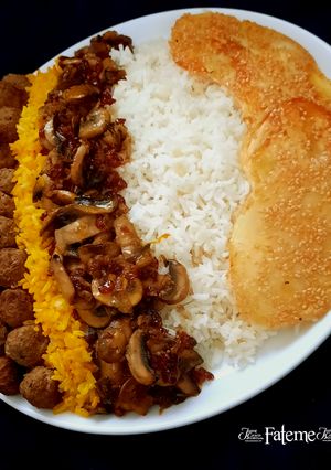 عکسی از دستور قارچ پلو با گوشت چرخکرده