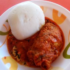 Egusi+stew and pounded yam A picture of Egusi+stew and pounded yam.