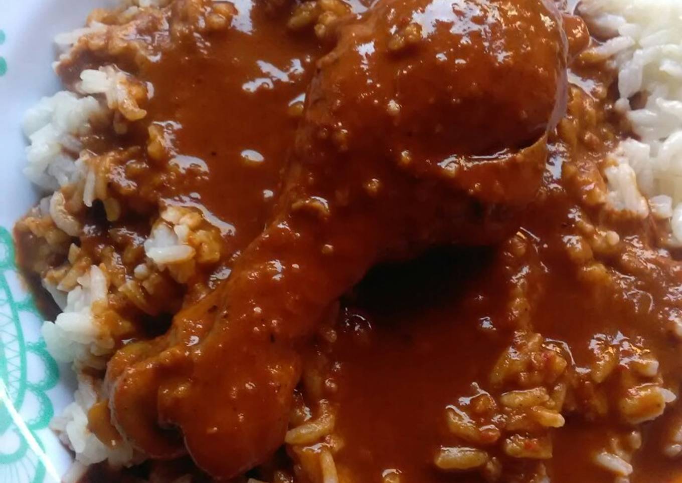 Mole con arroz blanco