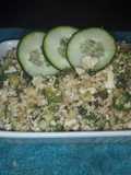 Ensalada coliflor cruda, vinagreta de alcaparras