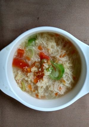 Foto resep Mee sua udang sayur (Mpasi 9m+)