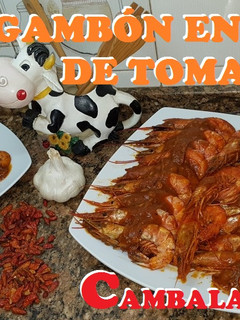 Una foto de Gambón en salsa de tomate picante