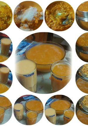 A picture of Bael Juice with milk and without milk.