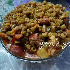 A picture of Hyderabadi Binis ki Phalli Aloo Gosht.