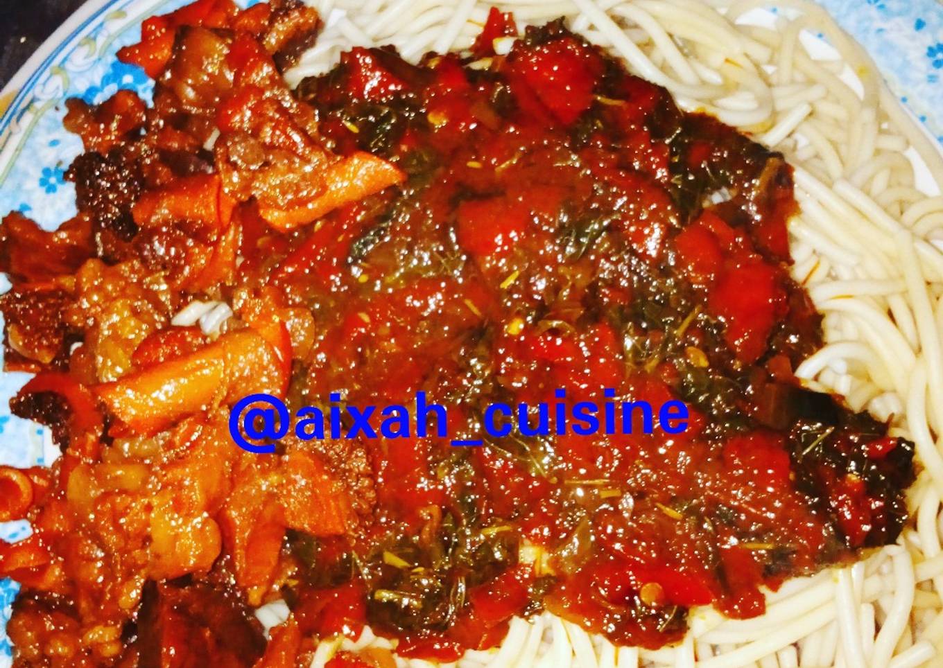 Spaghetti with stew