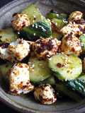 Cucumber & Cream Cheese with Crispy Chilli Oil