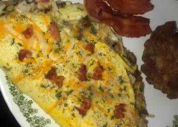 Without Fail Making Recipe Smoked turkey mushroom bacon  cheese omelette Delicious Without Fail Making Recipe Smoked turkey mushroom bacon  cheese omelette Delicious