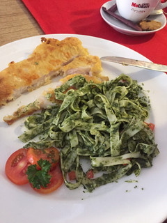 Foto resep Fettucine Pesto no nut” homemade with chicken katsu