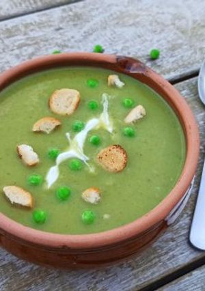 Une photo de Velouté petits pois et courgettes