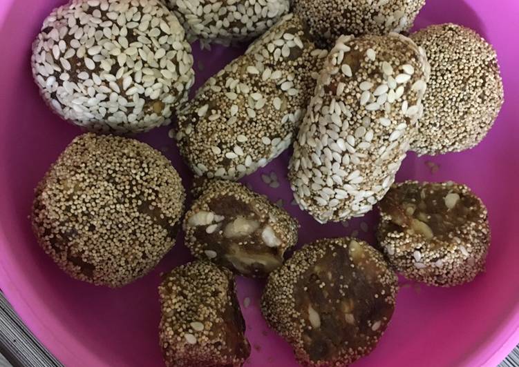 Recipe of Super Quick Homemade Dates nutty sesame poopy seeds ladoo