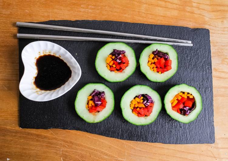 Cucumber rainbow "sushi"