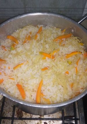 A picture of Rice with spices.