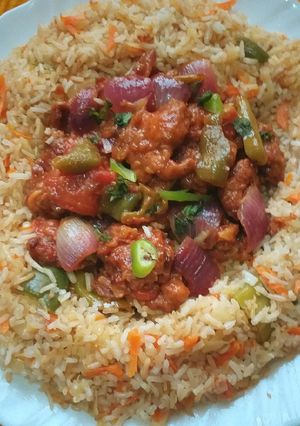 A picture of Chines rice mutton 65 restaurant recpie.