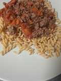 🍝Espirales (fusilli) integrales a la boloñesa 🐮🍅🧅🥕