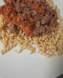 🍝Espirales (fusilli) integrales a la boloñesa 🐮🍅🧅🥕