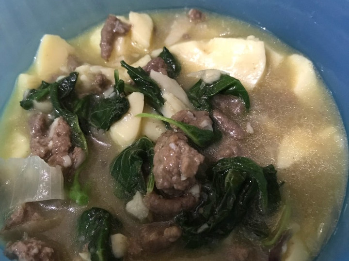 Anti Ribet, Buat Mpasi 18 bulan  Sup bayam daging tofu Kekinian