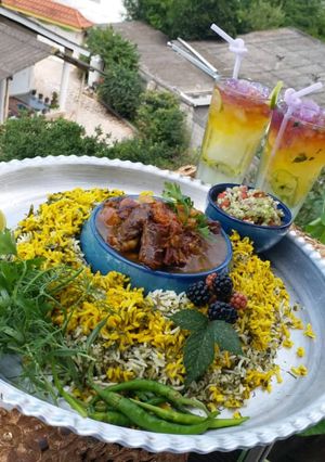 عکسی از دستور سبزی پلو و دم گوساله