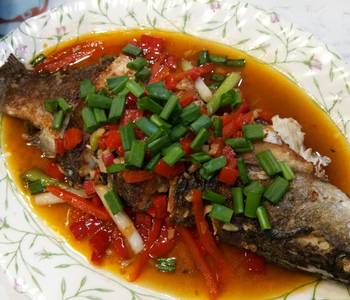 Ultimate Cooking Recipe Fried Siakap with Garlic Capsicum and Sauce Home Style