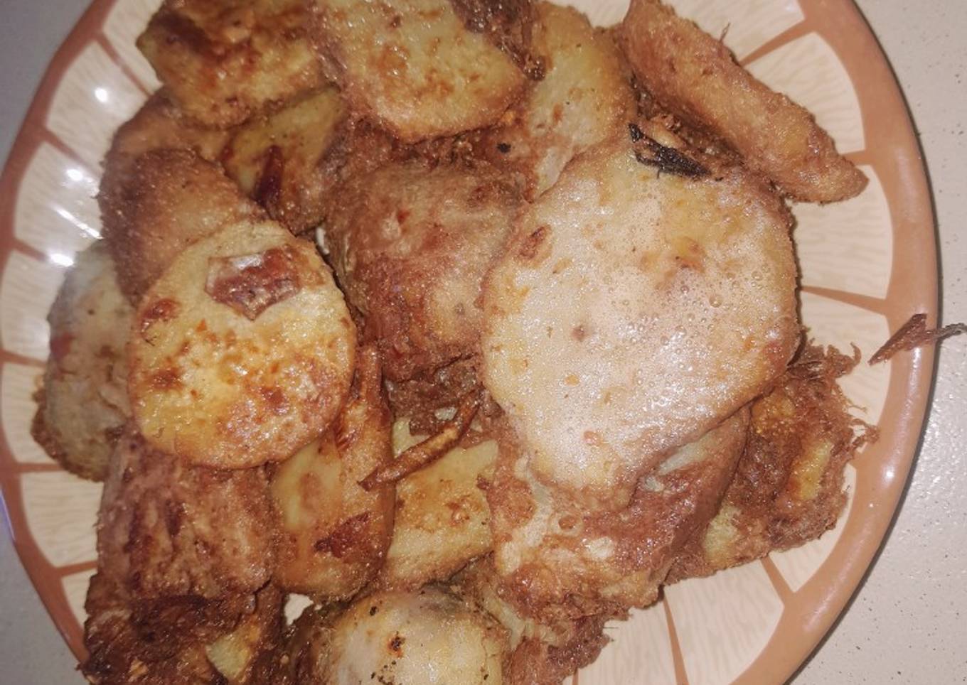 Fried Coco yam in egg