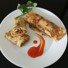 Egg Pancake with chicken keema A picture of Egg Pancake with chicken keema.