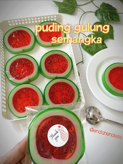 Foto resep Puding Gulung Semangka 🧡