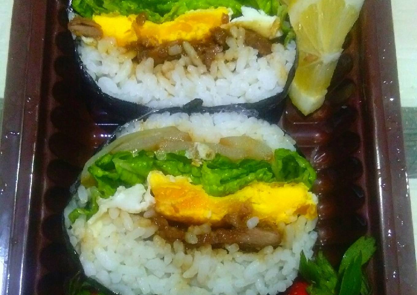 Sushi beef wrap bento