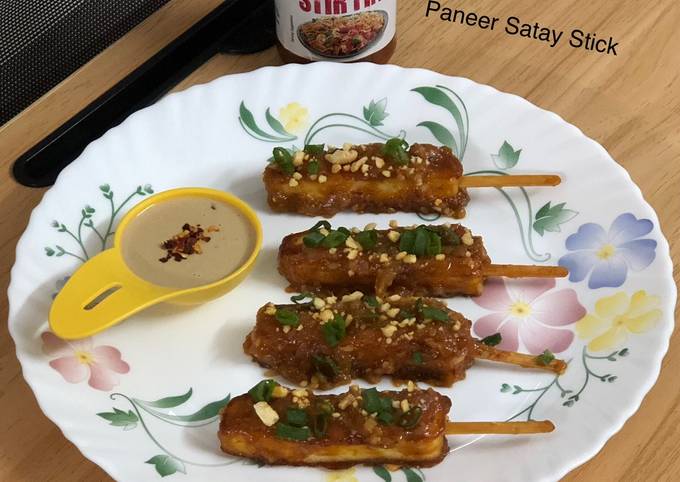 Paneer Satay Stick with Peanut Sauce Recipe by Rosalyn_Kitchen - Cookpad