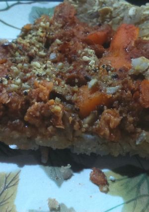 Una foto de Tarta de carne vegetal con base de arroz y avena (vegan-oil free)!