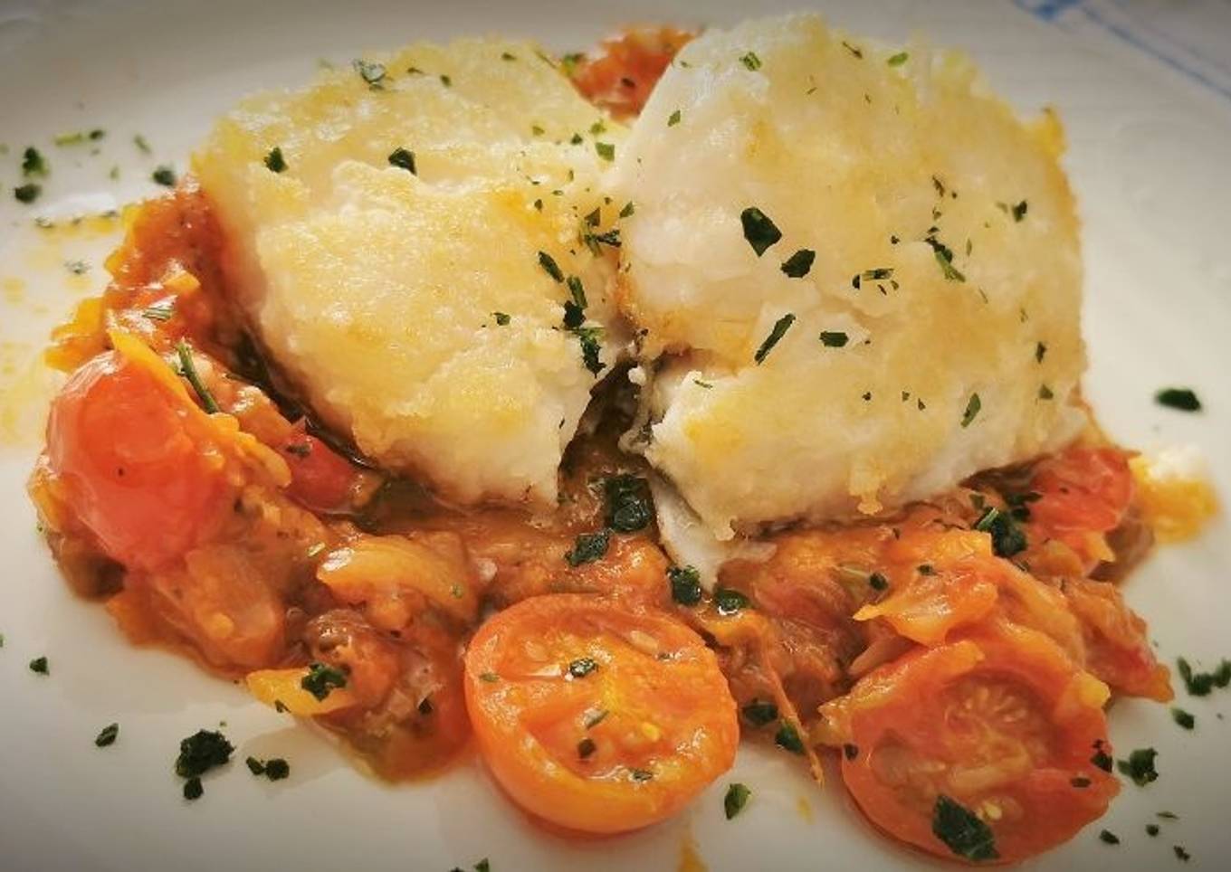 Bacallà amb Samfaina (Bacalao con Pisto)